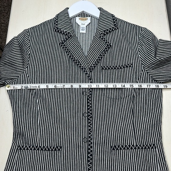 Talbots Black and White Striped Jean Jacket Blazer Size 8 - Picture 11 of 13